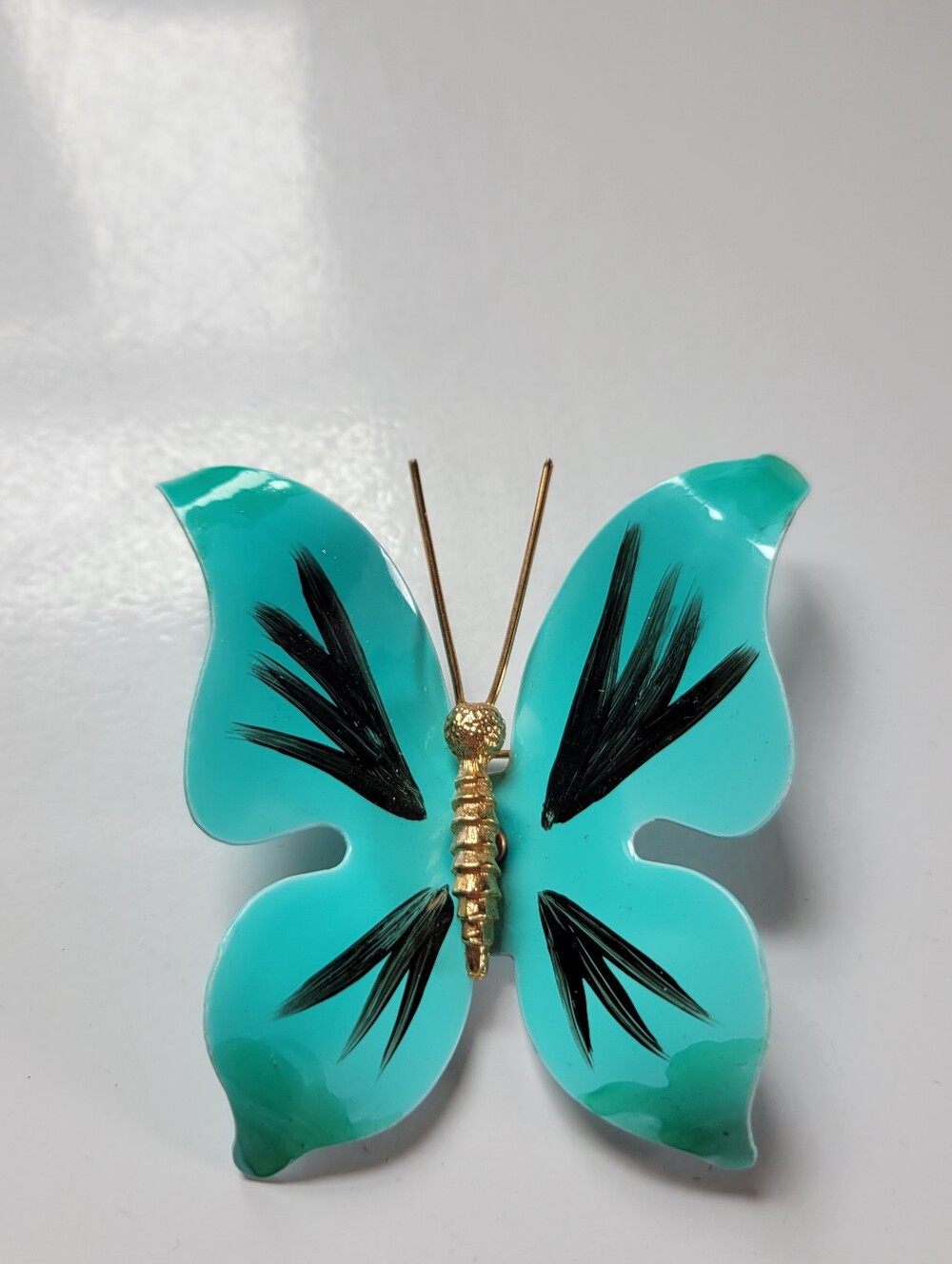 Turquoise Butterfly Wall Accent with Gold Body - Home Accents